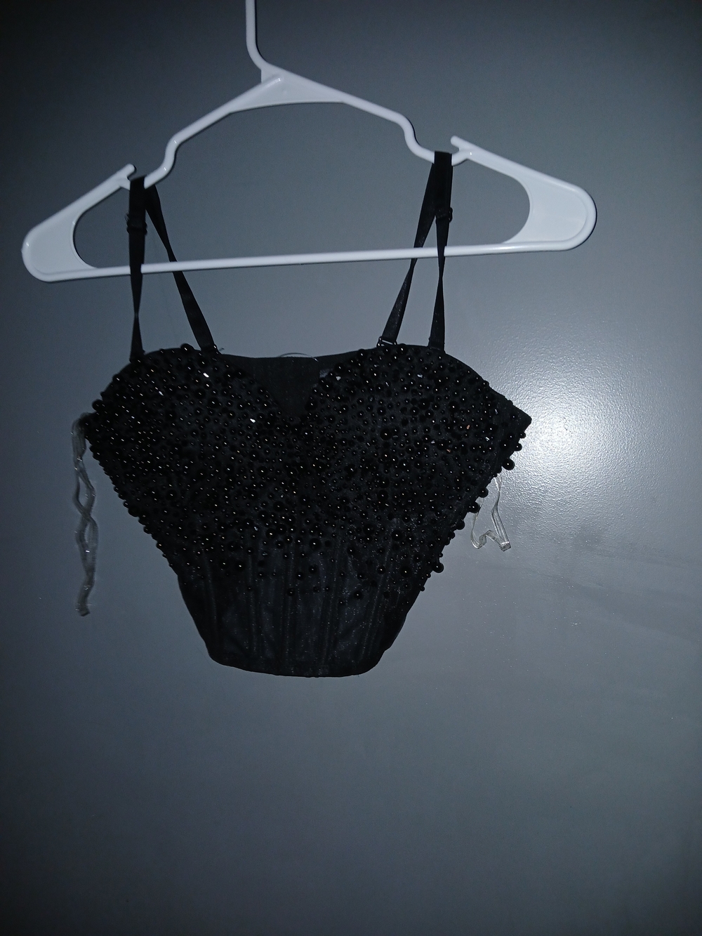 Embellished Black Beaded Bustier Top